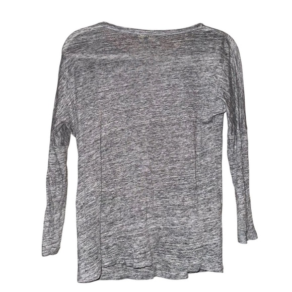 MAJE Gray Linen Goat Leather Trim Pockets 3/4 Sleeves Tee Shirt Size Small - Picture 7 of 12